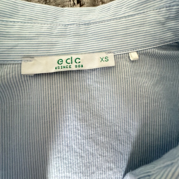 EDC Striped Bohemian Button Down with Floral Embroidery, Sz XS - Picture 6 of 9
